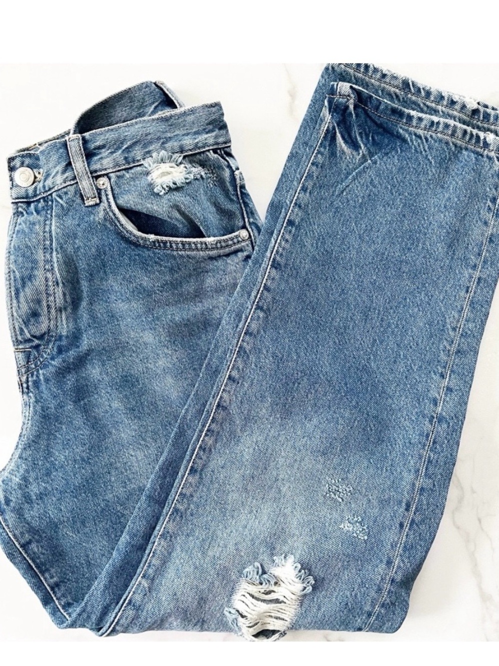 We The Free Distressed Boyfriend Jeans - Blue - Picture 3 of 8